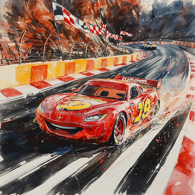 Lightning McQueen's Racing Glory - Disney Inspired Painting By Numbers Kit