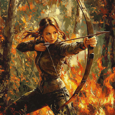 Jennifer Lawrence: Katniss Everdeen's Fiery Rebellion Number Painting