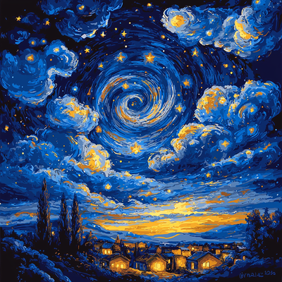 Vincent Van Gogh Inspired Starry Sky Dream Painting Number Kit