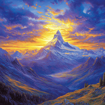 Friedrich Inspired Mystical Mountain Landscapes Number Painting