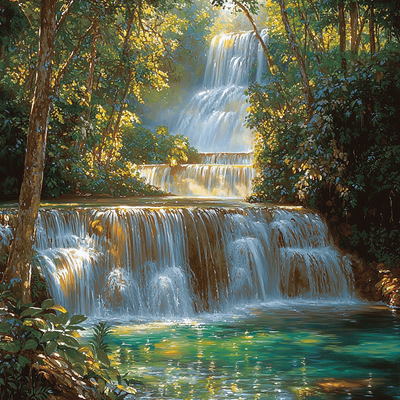 Erawan Falls - Thailand Paint By Number