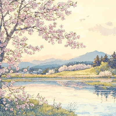 Utagawa Hiroshige Inspired Cherry Blossom Reverie Paint By Numbers Kits