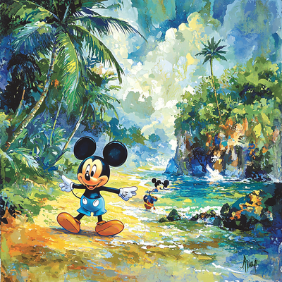 Mickey Mouse's Tropical Island Adventure - Disney Inspired Number Painting