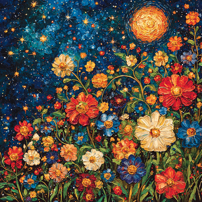 Vincent Van Gogh Inspired Cosmic Floral Fusion Paint By Numbers