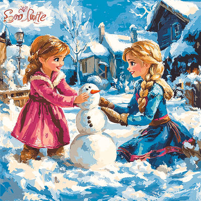 Elsa And Anna's Winter Adventures - Disney Inspired Painting By Numbers Kit