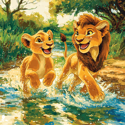 Simba And Nala's Savanna Adventure - Disney Inspired Painting Number Kit