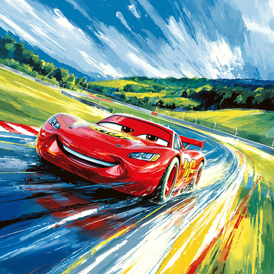 Lightning McQueen Race Day Adventure - Disney Inspired Paint By Number