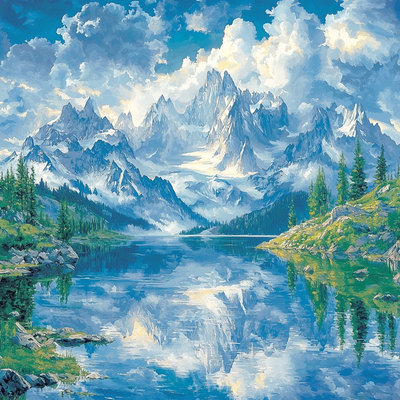 Albert Bierstadt Inspired Dynamic Mountain Vista Paint By Number