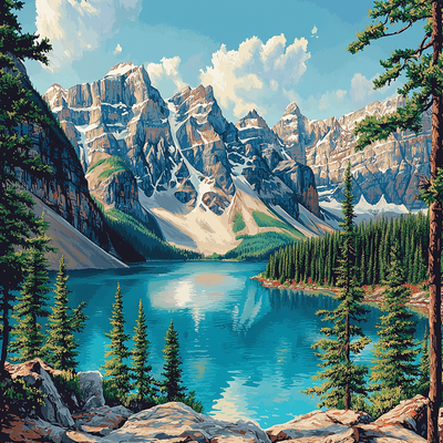 Moraine Lake - Alberta Paint By Number