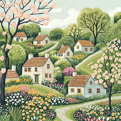 Beatrix Potter Inspired Charming Cottages Paint By Numbers Art