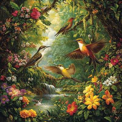 Audubon Inspired Majestic Animal Harmony Number Painting