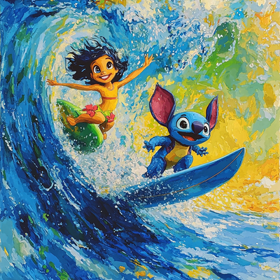 Lilo And Stitch's Surfing Fun - Disney Inspired Number Painting