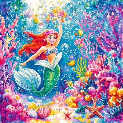 Ariel's Undersea Party - Disney Inspired Numbered Painting Kits