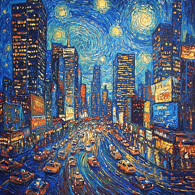 Vincent Van Gogh Inspired Nocturnal Citylights Number Painting