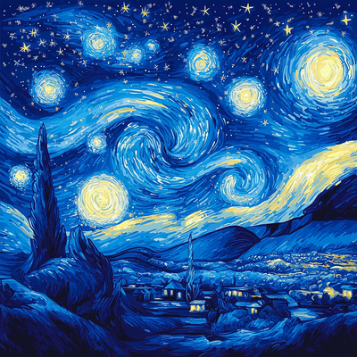 Van Gogh Inspired Celestial Lightshow Number Painting