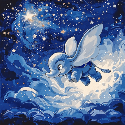 Dumbo's Starry Sky Flight - Disney Inspired Number Painting