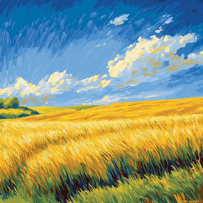 Van Gogh Inspired Golden Fields Of Dreams Number Painting