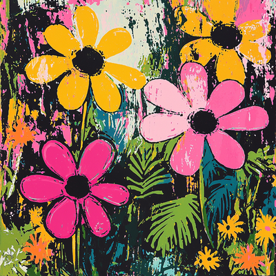 Warhol Inspired Psychedelic Garden Number Painting