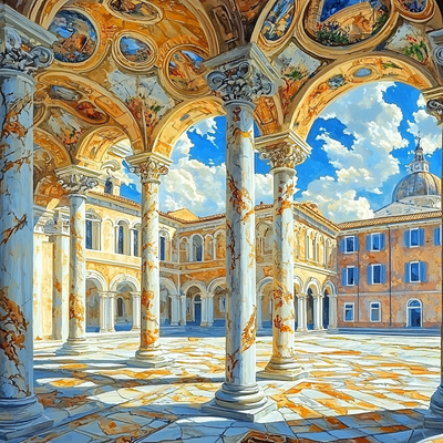 Michelangelo Inspired Michelangelo's Architectural Study Paint By Number