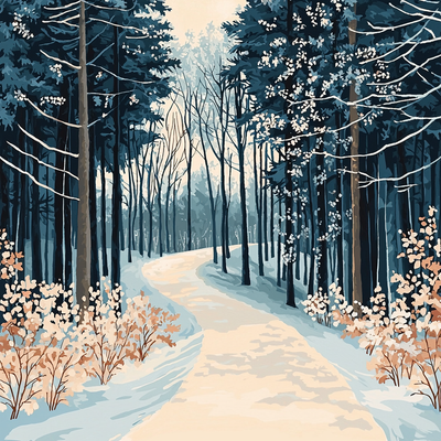 Caspar David Friedrich Inspired Winter Forest Trail Paint By Numbers Art