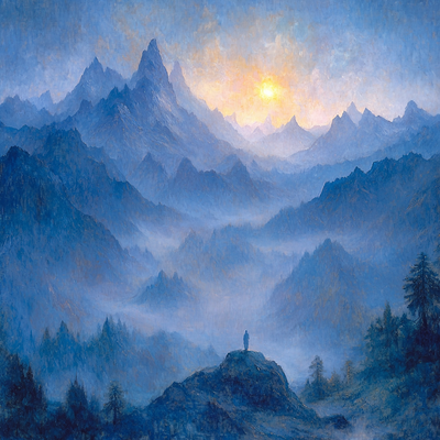 Caspar David Friedrich Inspired Dreamscape Mountains DIY Paint By Numbers