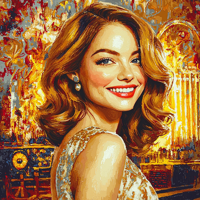 Emma Stone: Lighting Up The Silver Screen With Golden Hues Paint By Numbers