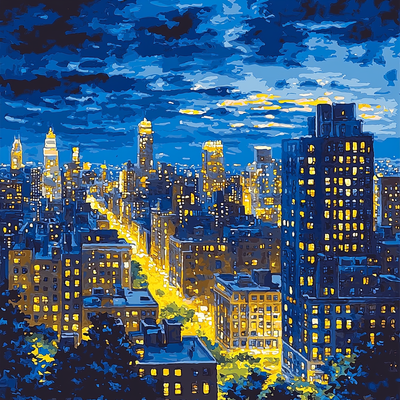 Edward Hopper Inspired City Lights Dreamscape Paint By Numbers Art