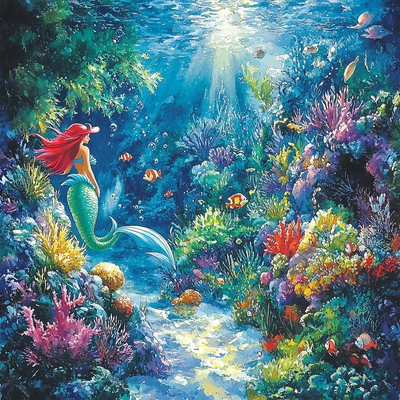 Ariel's Mystical Sea Garden - Disney Inspired Number Painting