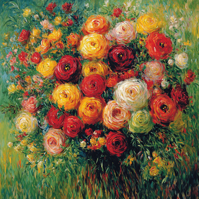 Pierre-Auguste Renoir Inspired Vintage Floral Symphony Painting Number Kit