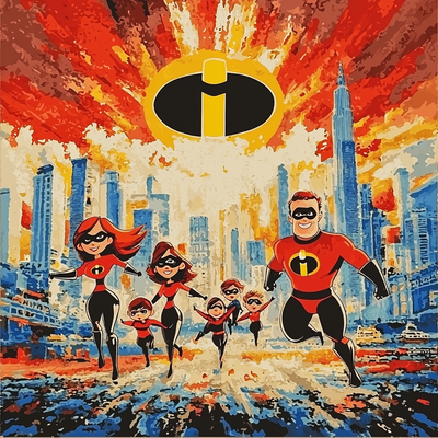 The Incredibles' Super Family - Disney Inspired Painting By Numbers Kit