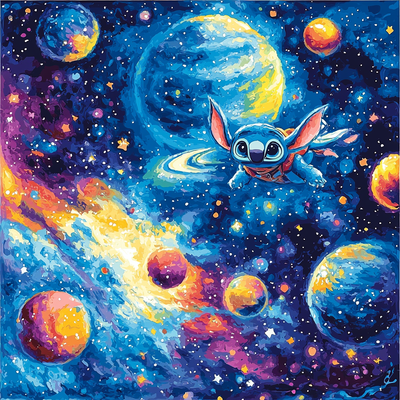 Stitch's Space Adventure - Disney Inspired Painting Number Kit