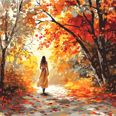 Lady's Autumn Stroll - Disney Inspired Number Painting