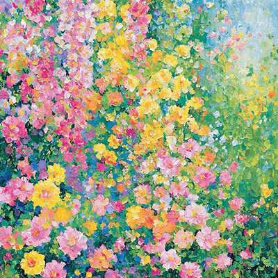 Monet Inspired Vibrant Garden Blossoms Number Painting