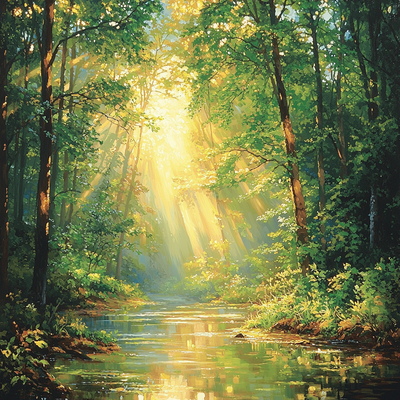 Thomas Kinkade Inspired Serene Wilderness Numbered Painting Kits