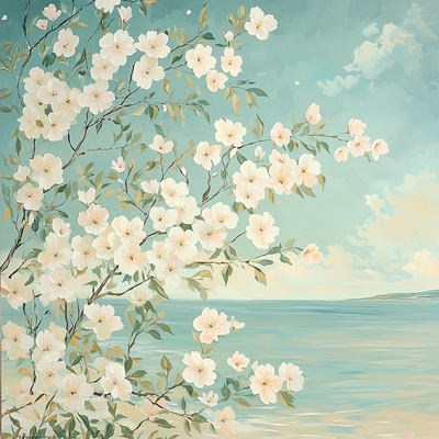 Georgia O'Keeffe Inspired Beneath The Cherry Blossom Paint By Numbers Art