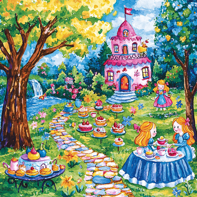 Alice's Whimsical Tea Party - Disney Inspired Paint By Numbers Art