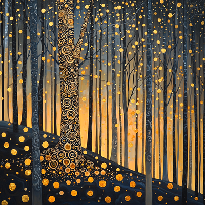 Gustav Klimt Inspired Klimt's Golden Forest Paint By Number