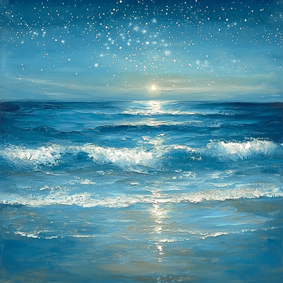 Claude Monet Inspired Starlit Ocean Number Painting