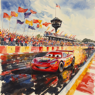 Lightning McQueen's Speedy Adventure - Disney Inspired Paint By Numbers Art