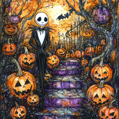 Jack Skellington's Spooky Fun - Disney Inspired Paint By Numbers Art