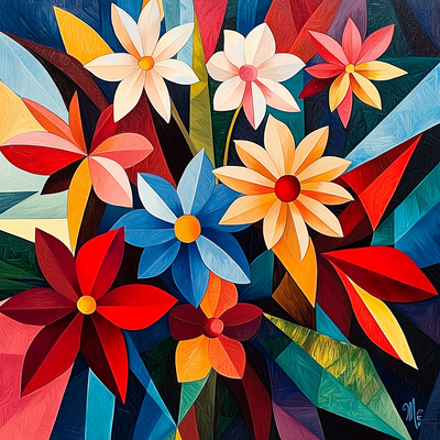 Pablo Picasso Inspired Cubist Floral Arrangement Paint By Numbers