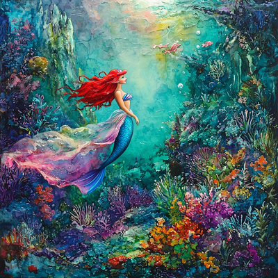 Ariel Underwater Fantasy - Disney Inspired Numbered Painting Kits