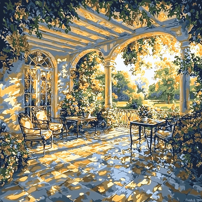 Johannes Vermeer Inspired Vermeer's Sunlit Veranda Paint By Number