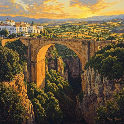 Ronda's Puente Nuevo - Andalusia Paint By Number