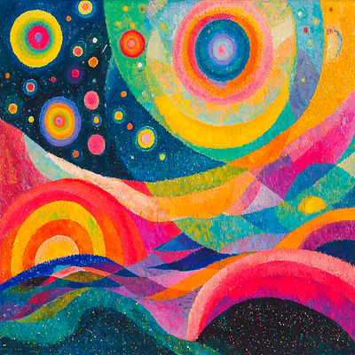 Wassily Kandinsky Inspired Abstract Celestial Vision Number Painting