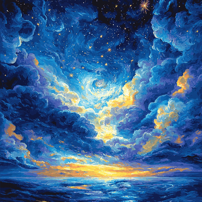 Vincent Van Gogh Inspired Celestial Nightfall Paint By Numbers Art