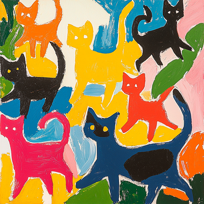 Henri Matisse Inspired Funky Feline Friends DIY Paint By Numbers