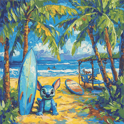 Stitch's Hawaiian Paradise Fun - Disney Inspired DIY Paint By Numbers