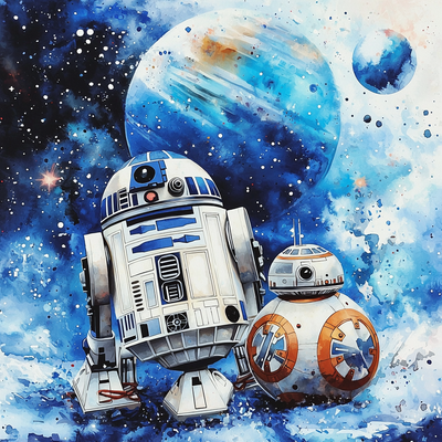 R2-D2 And BB-8 Space Adventure - Disney Inspired Painting Number Kit