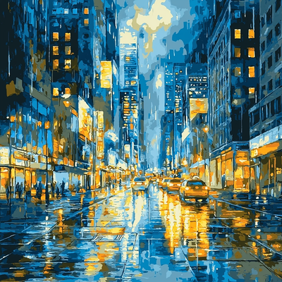 Edward Hopper Inspired City Lights In The Rain Paint By Numbers Art